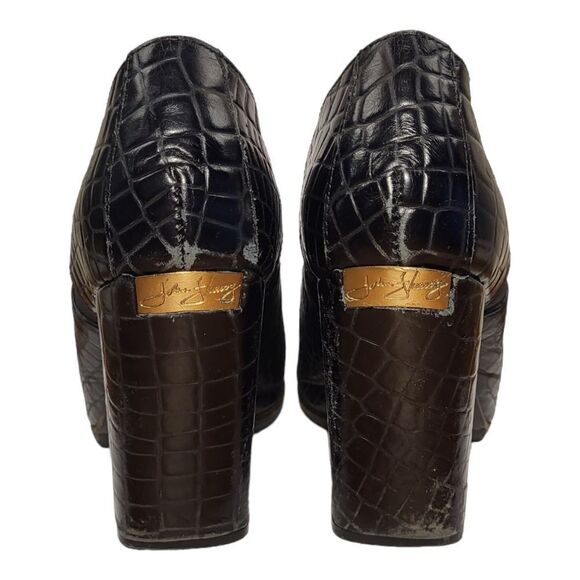 Black Croc-Embossed Women's Heels - Picture 3 of 7
